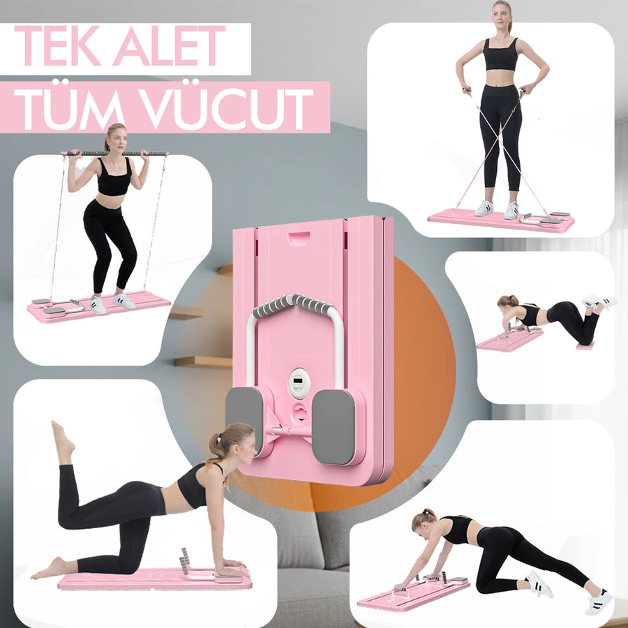 Çok Fonksiyonlu Egzersiz Aleti, Pilates Reformer, Direnç Bantlı, Ev Tipi Istasyon