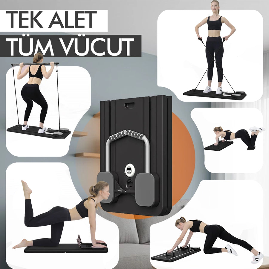 Çok Fonksiyonlu Egzersiz Aleti, Pilates Reformer, Direnç Bantlı, Ev Tipi Istasyon